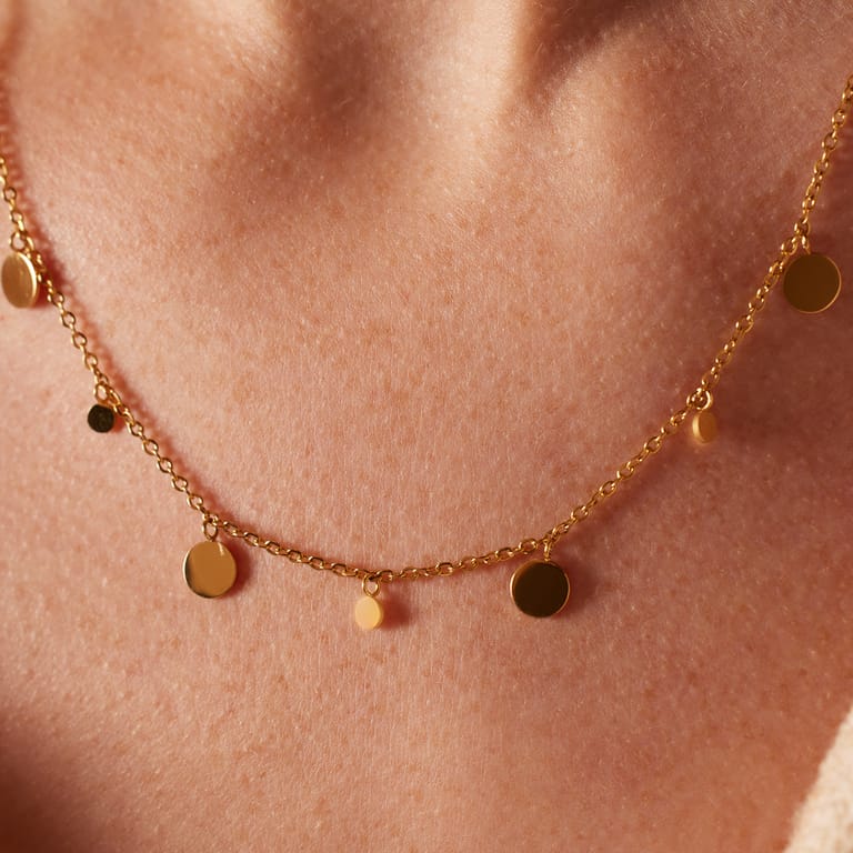 Stalen goldplated ketting met hanger voor dames