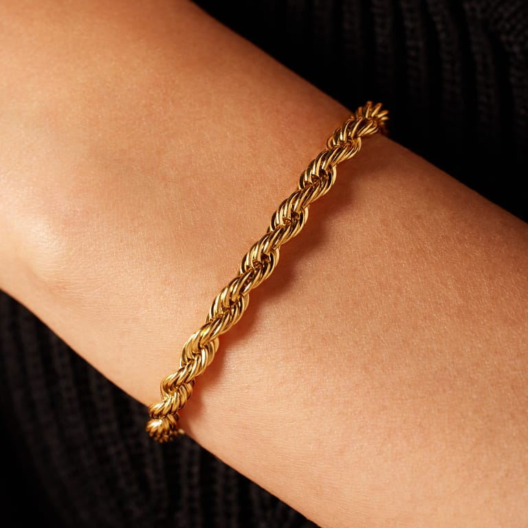 Stainless steel goldplated fantasiearmband voor dames