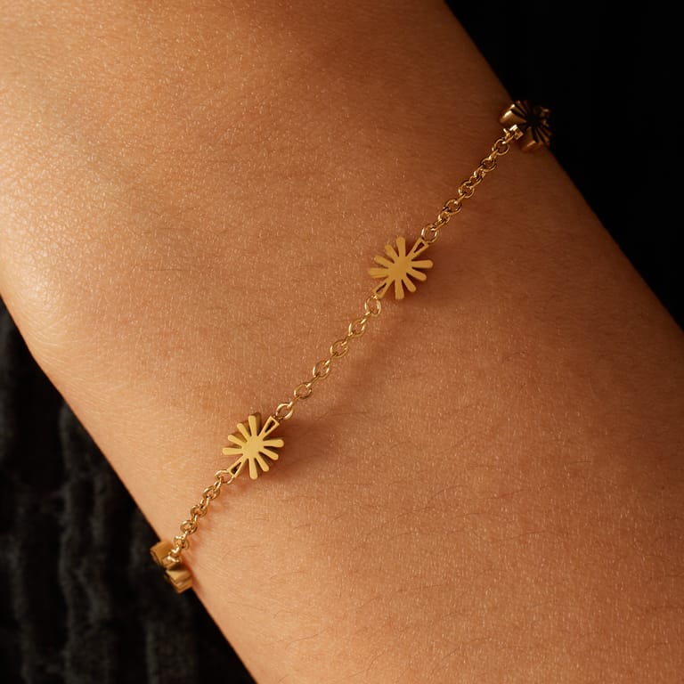 Stainless steel goldplated fantasiearmband met hanger voor dames