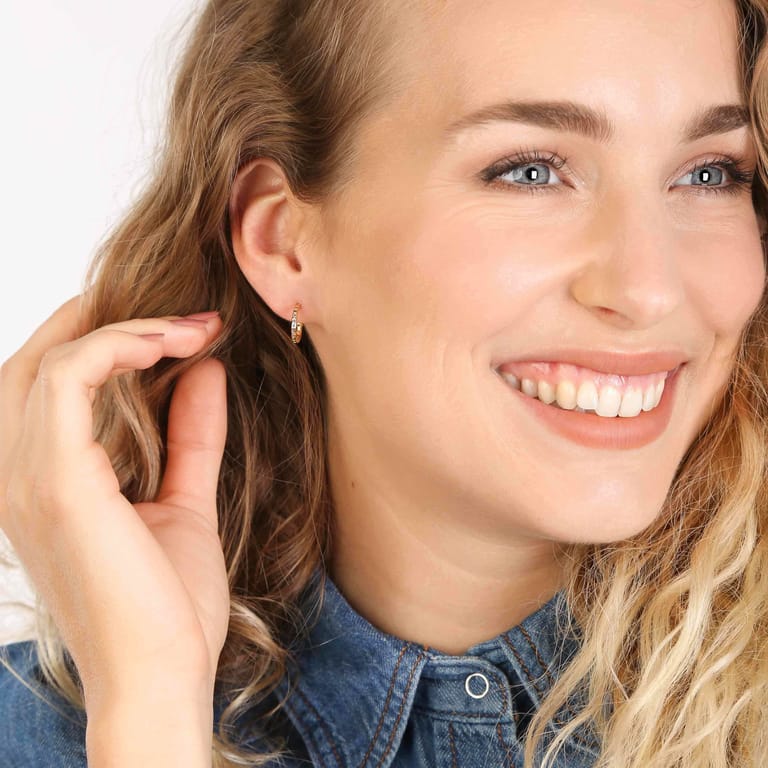 Zilveren oorbel gold geboortesteen Mix&Match