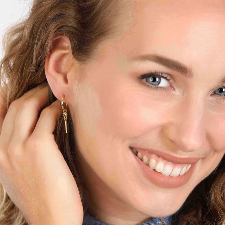 Zilveren oorbelhanger gold geboortesteen Mix&Match