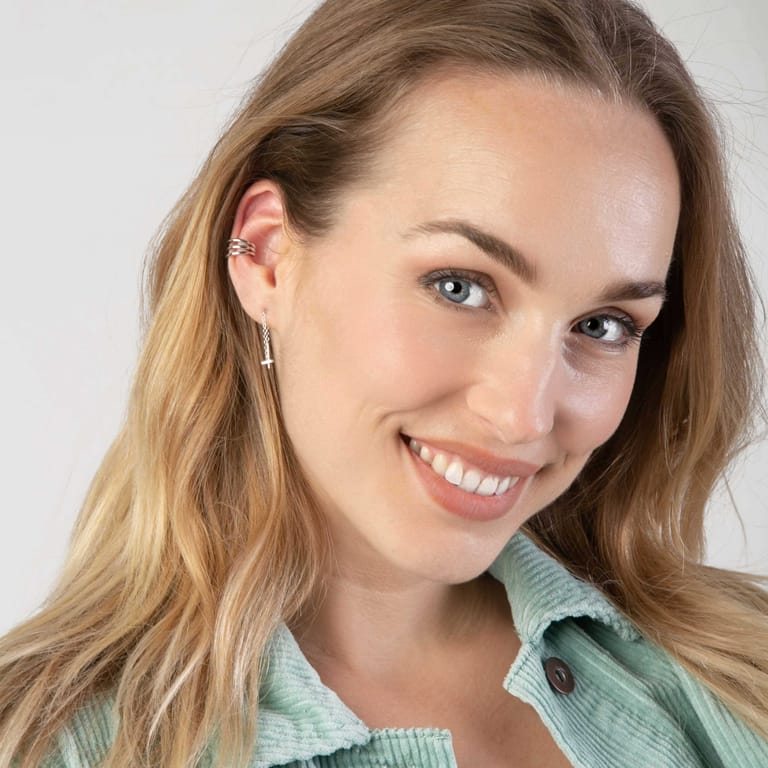 Zilveren earcuff driedubbel voor dames