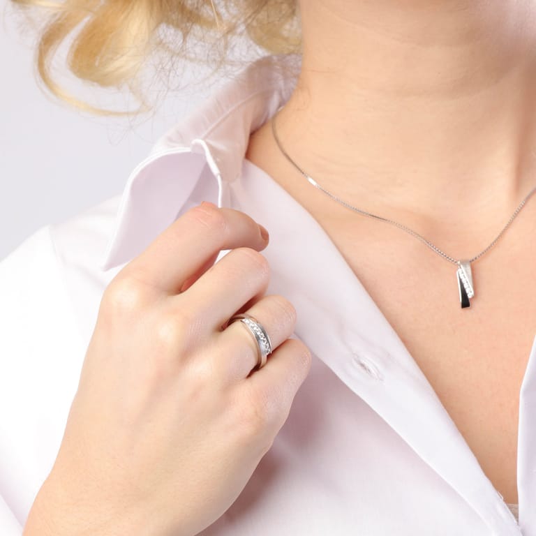 Ring, 925 Silber, matt/glänzend, mit Zirkonia