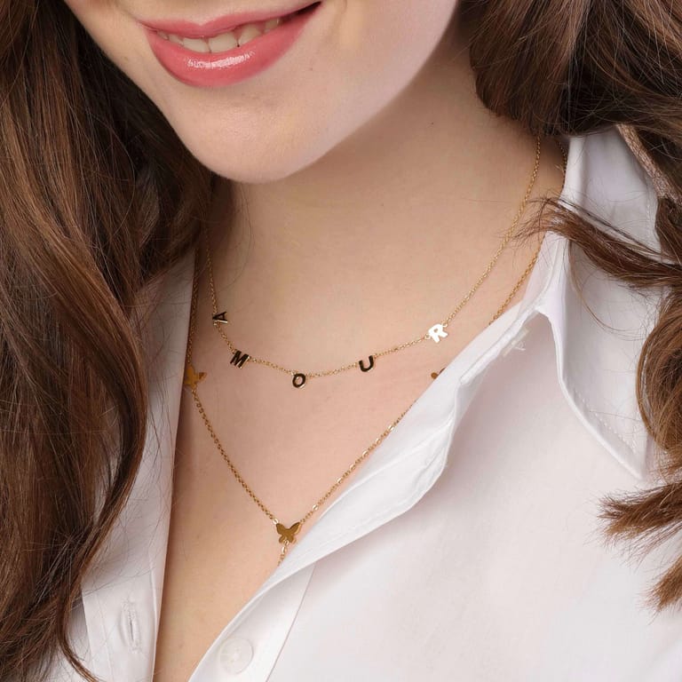 Zilveren ketting goldplated AMOUR