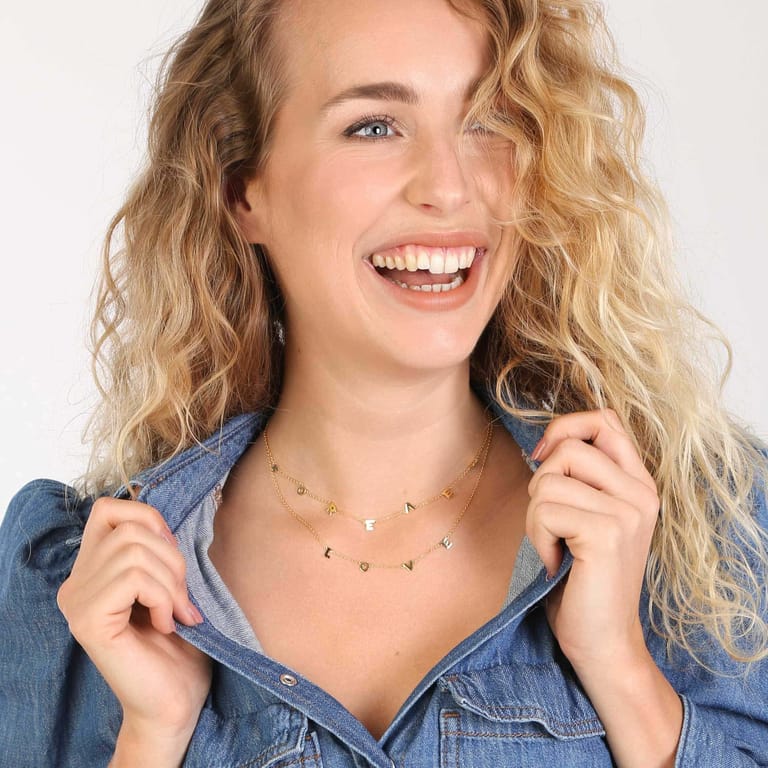 Zilveren ketting goldplated LOVE