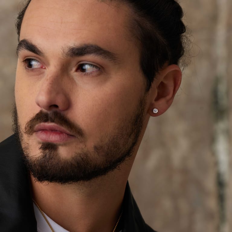 Stainless steel goldplated herenoorknoppen met zirkonia