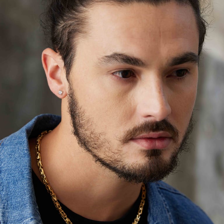 Stainless steel goldplated herenoorknoppen met zirkonia