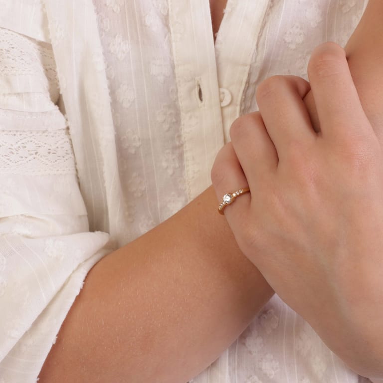 Zilveren goldplated kinderring met zirkonia
