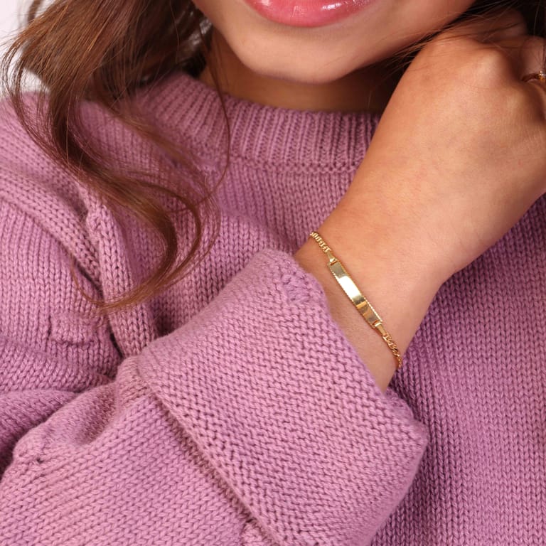 Gerecycleerd zilveren goldplated kinderarmband met plaatje