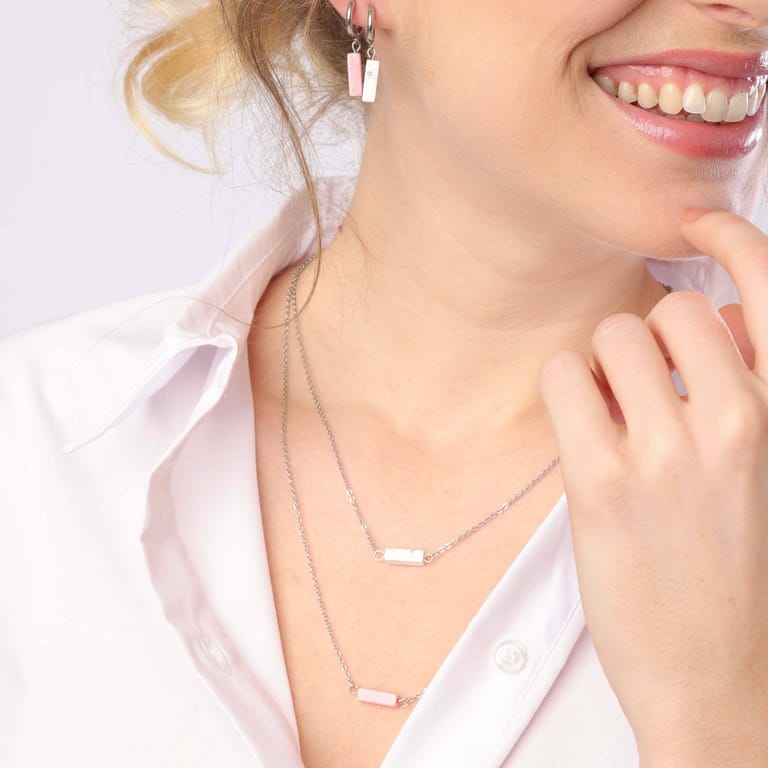 Pink Opal stalen ketting