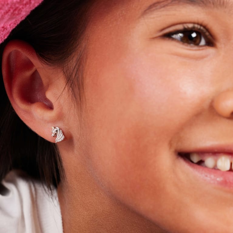 Zilveren kinderketting met hanger unicorn zirkonia