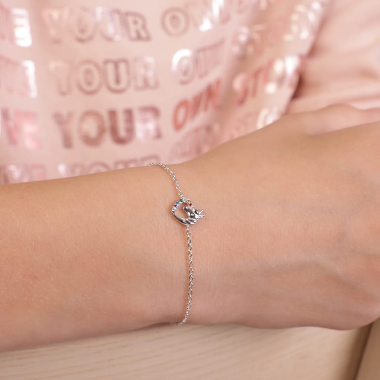 Kinderarmband, 925 Silber, Einhorn, Zirkonia