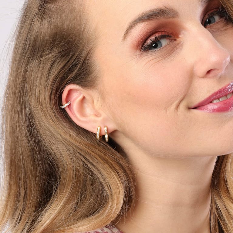 Bijoux goudkleurige oorringen met zirkonia voor dames