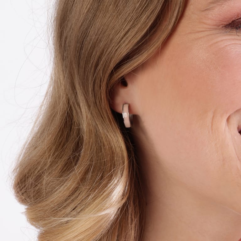 Stalen goldplated oorringen met emaille roze voor dames