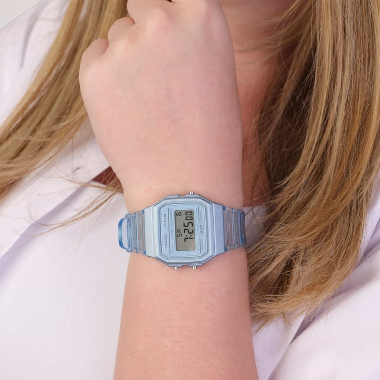 CASIO COLLECTION, blau, transparent F-91WS-2EF