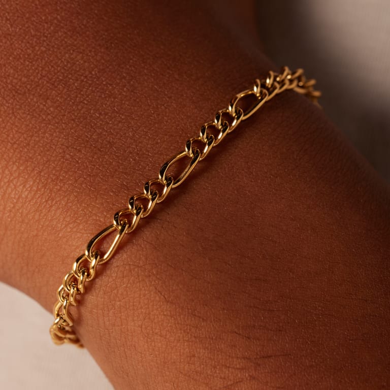 Stalen goldplated herenschakelarmband