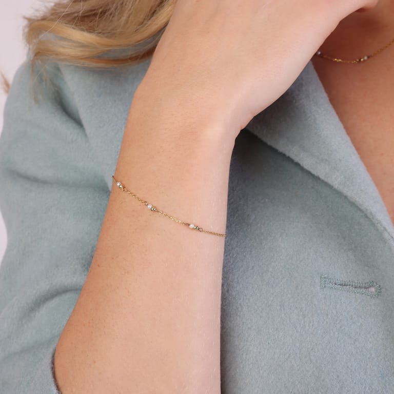 Armband, 925 Silber, vergoldet, Süßwasserperlen