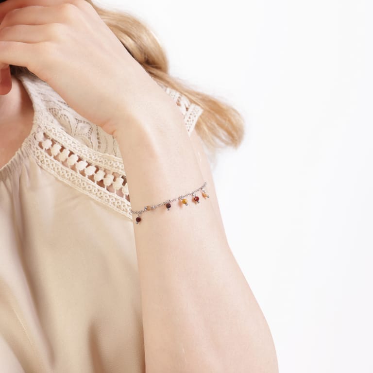 Armband, Edelstahl, mit Perlenanhängern