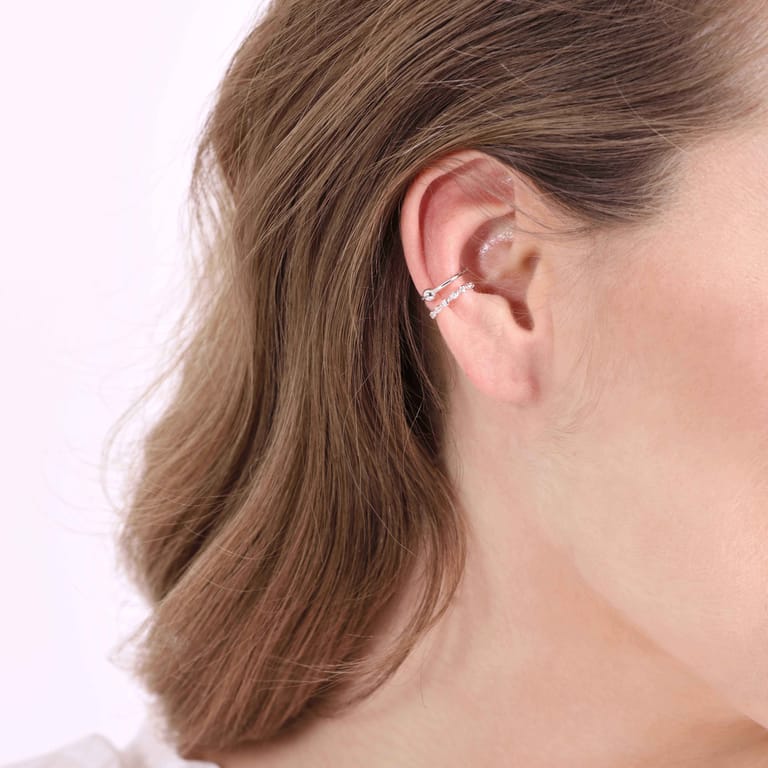 Zilveren set van 2 earcuffs met zirkonia voor dames