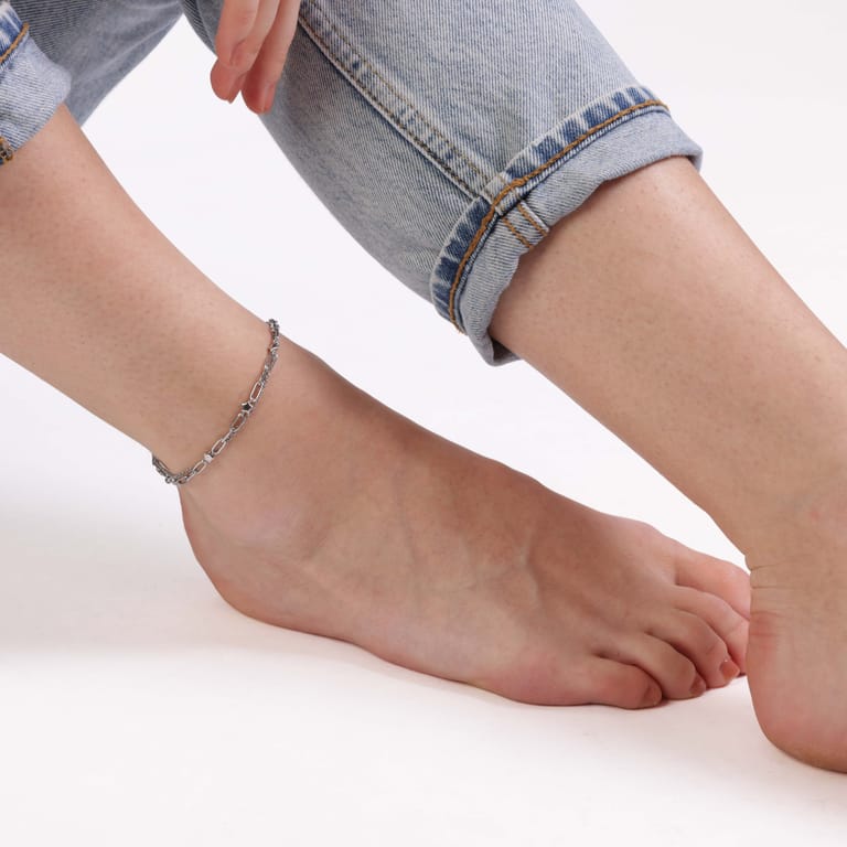 Gerecycleerd dubbele stainless steel enkelbandje met sterren