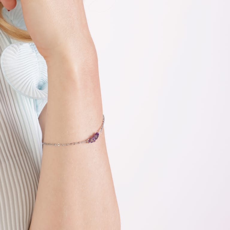 Stalen armband met amethyst