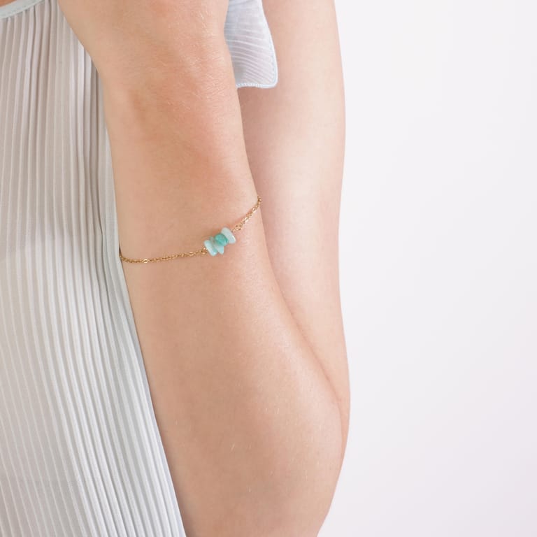 Armband, Edelstahl, vergoldet, mit Aventurin-Quarz