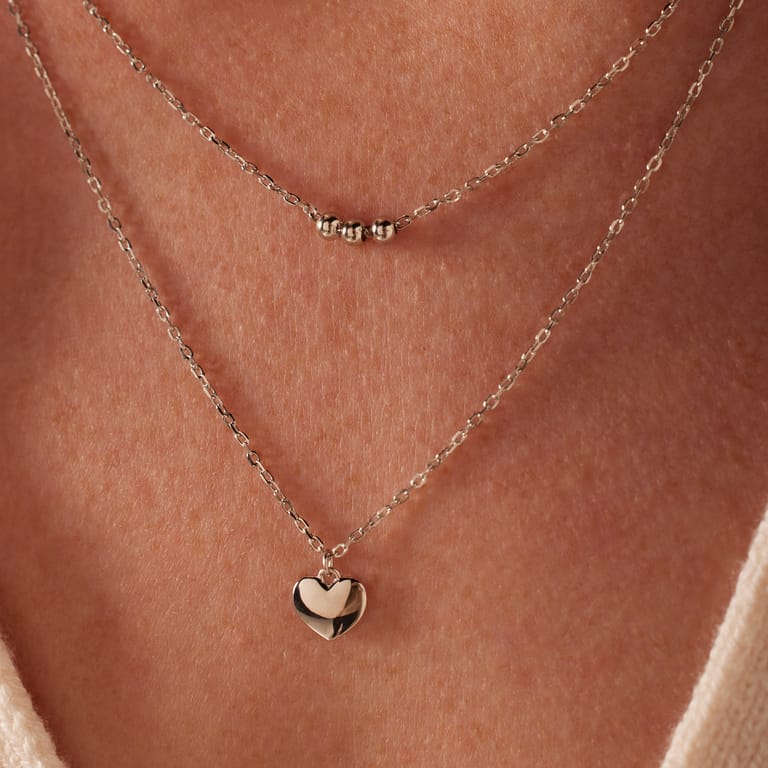 Zilveren ketting layering hart voor dames