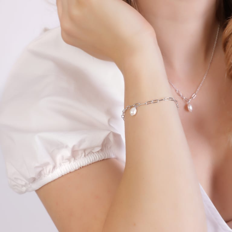 Armband, 925 Silber, mit Süßwasserperle
