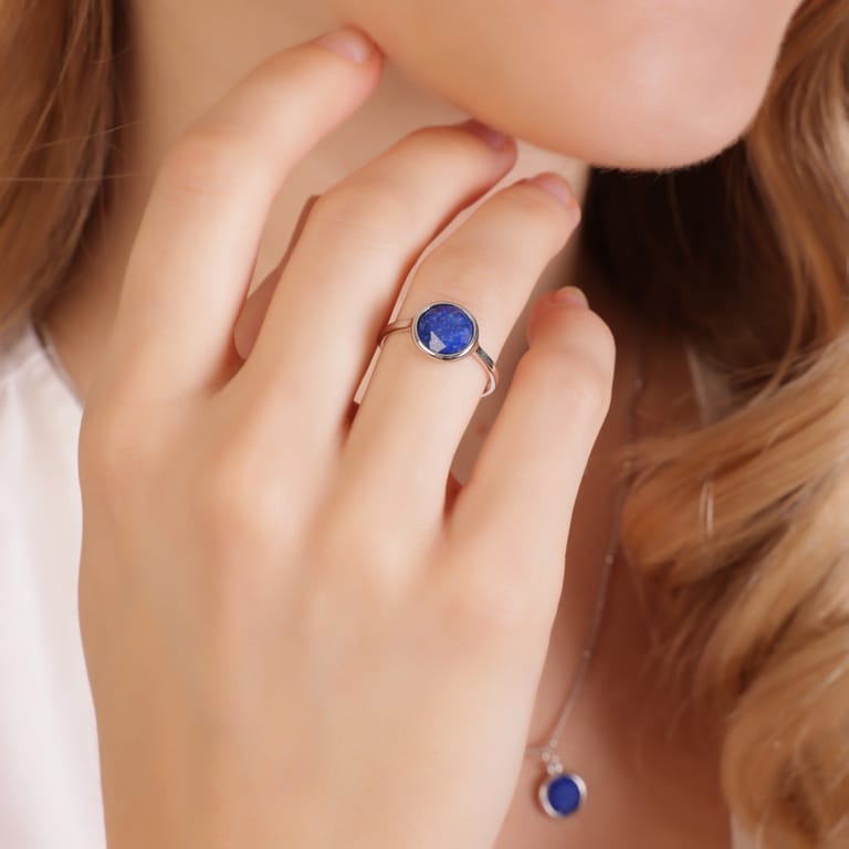 Ring, 925 Silber, Edelstein, Lapis Lazuli
