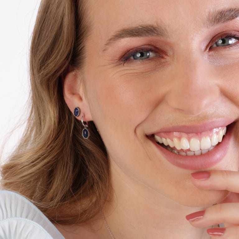 Ohrstecker, 925 Silber, mit Edelstein, Sodalith