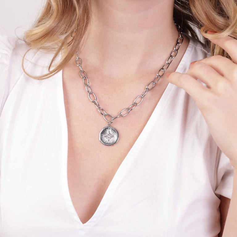 Stalen ketting met hanger voor dames