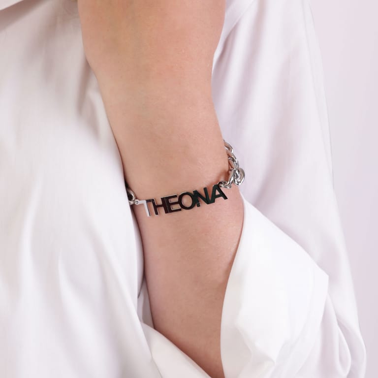 Stainless steel naamarmband gourmetschakel