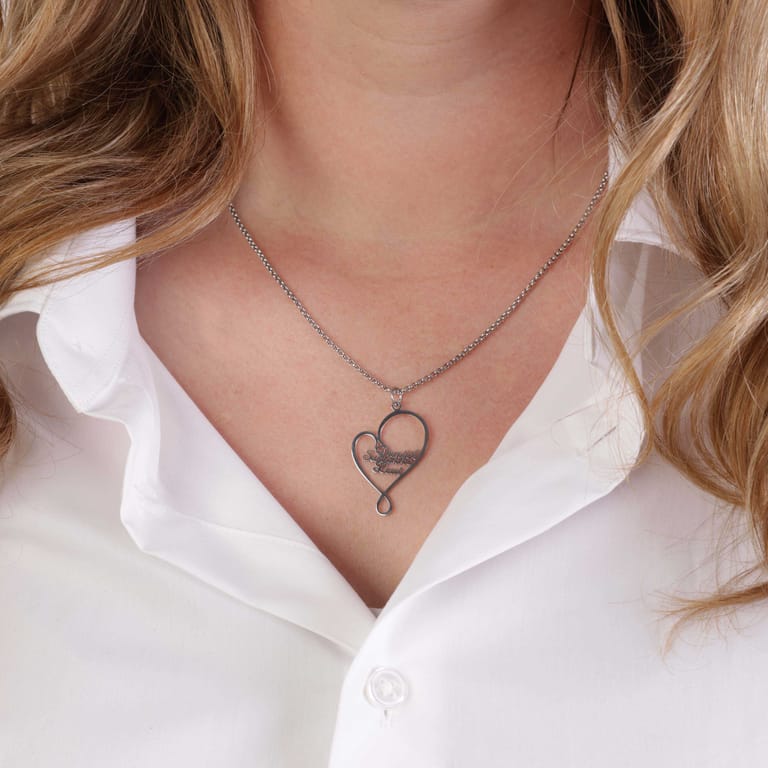 Stalen naamketting hart 3namen voor dames