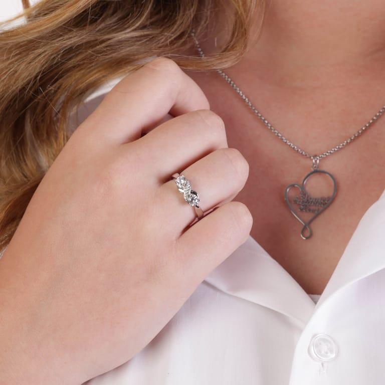 Ring, 925 Silber, Infinity, schwarze Gravur, Zirkonia