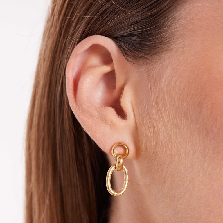 Camille gerecycled stalen 18 karaat goldplated oorhangers voor dames