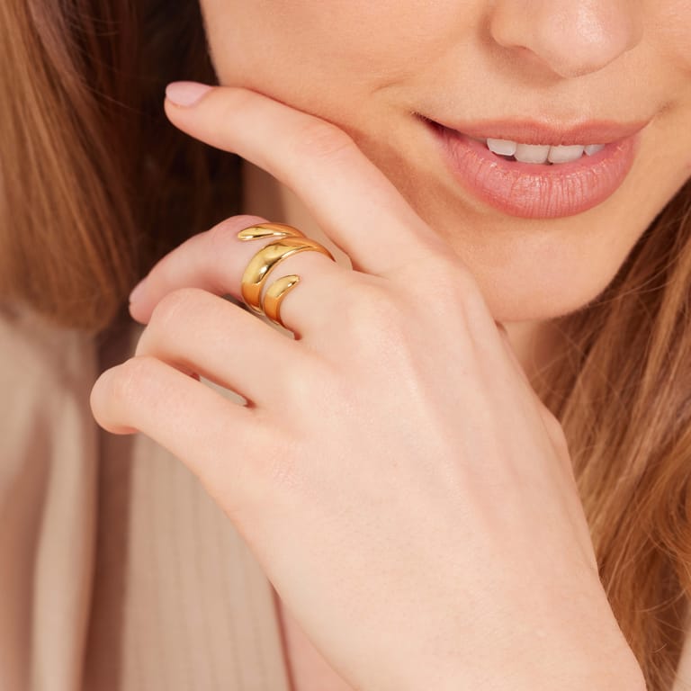 Gerecycleerd stainless steel 18 karaat goldplated ring rosamonde