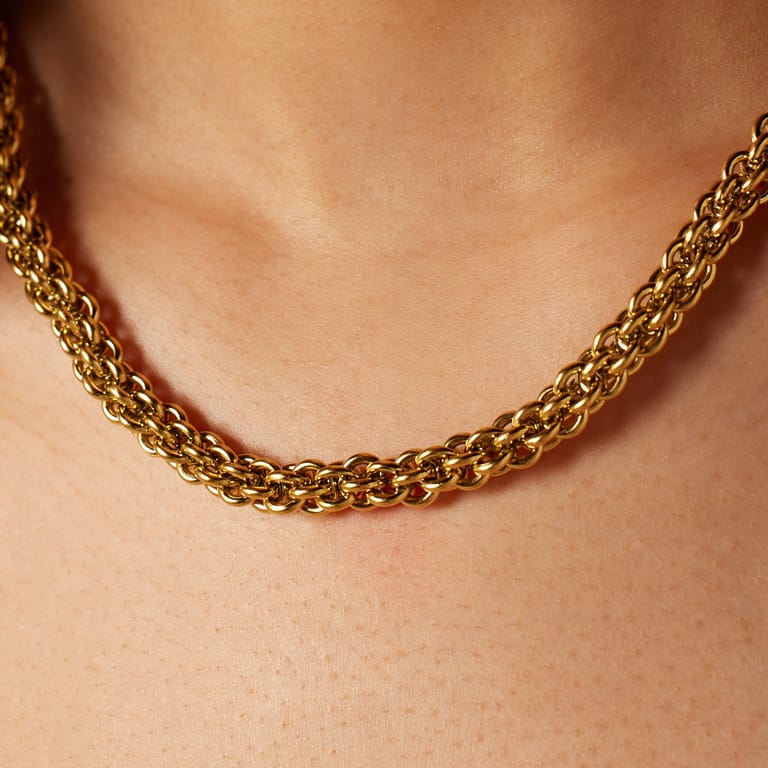 Stainless steel goldplated ketting voor dames