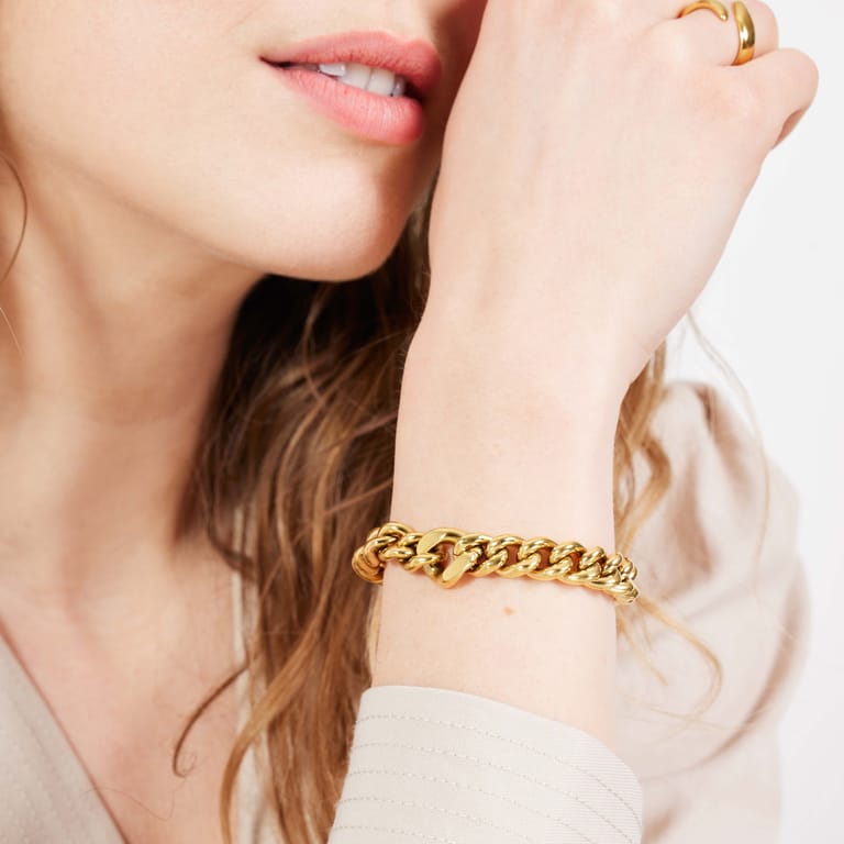 Stalen goldplated fantasiearmband voor dames