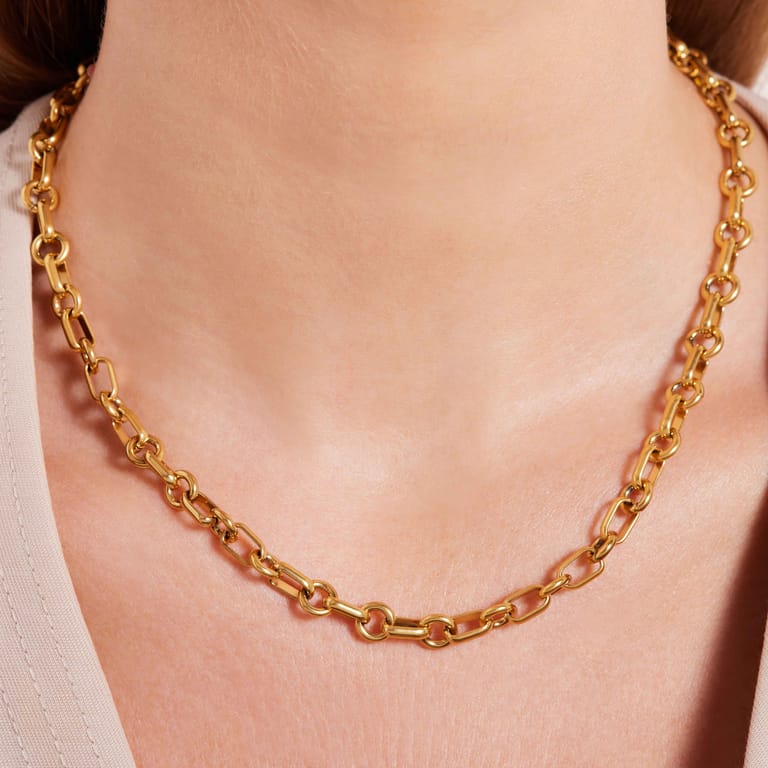 Stalen goldplated ketting voor dames