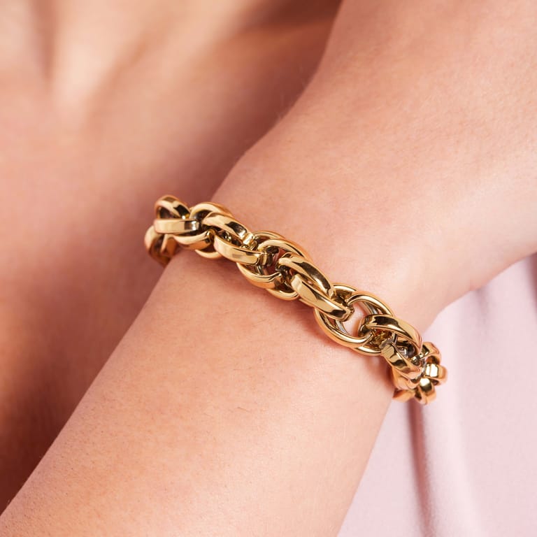 Stainless steel goldplated fantasiearmband voor dames