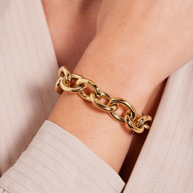 Stalen goldplated fantasiearmband voor dames