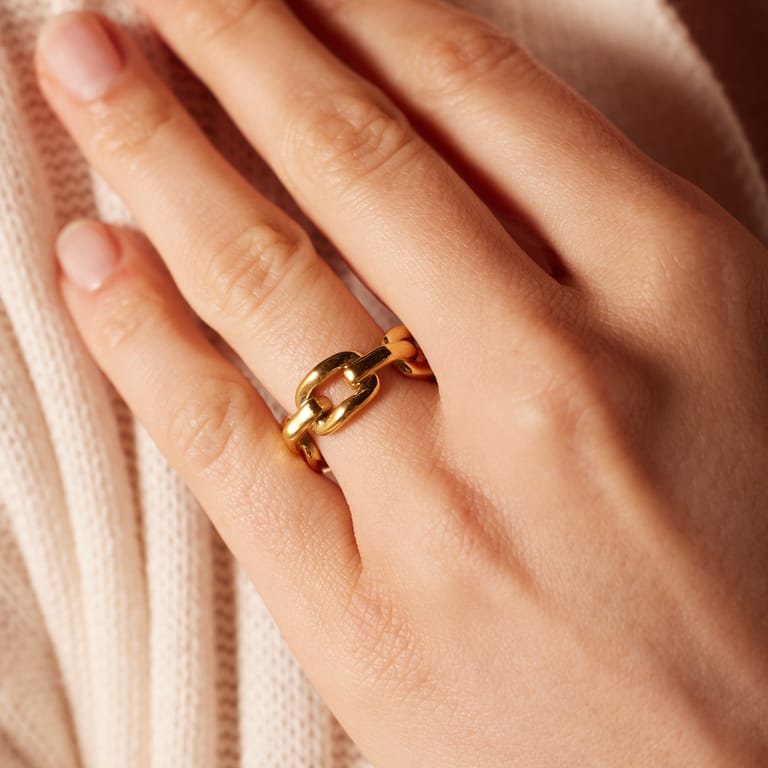 Stainless steel goldplated ring voor dames