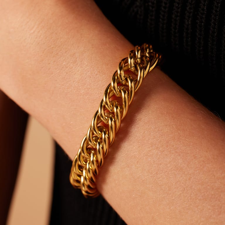 Stalen goldplated fantasiearmband voor dames