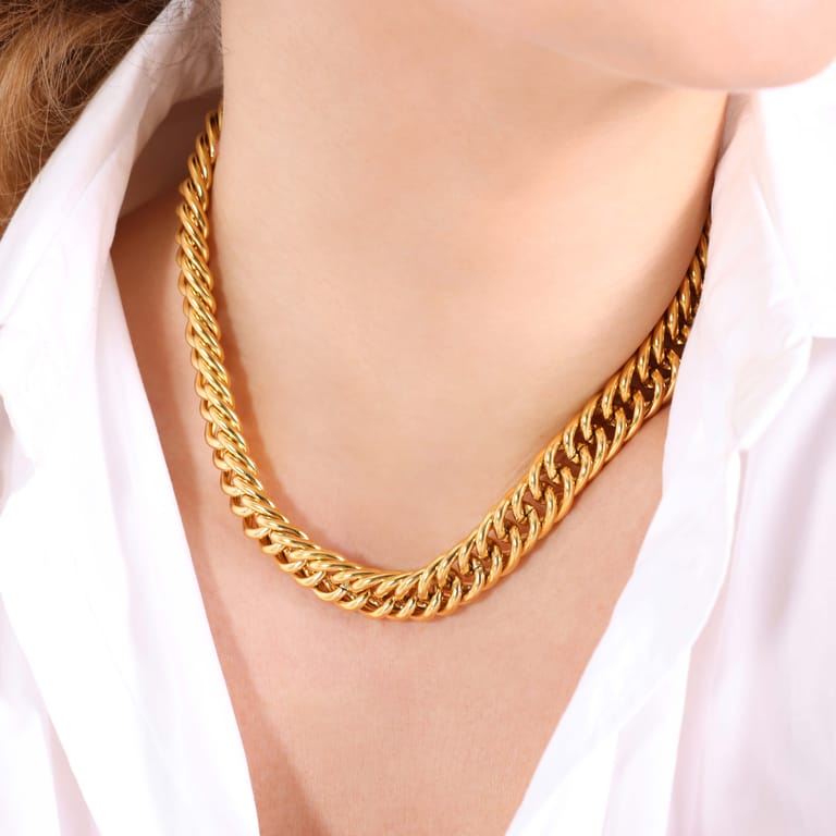 Stalen goldplated ketting voor dames