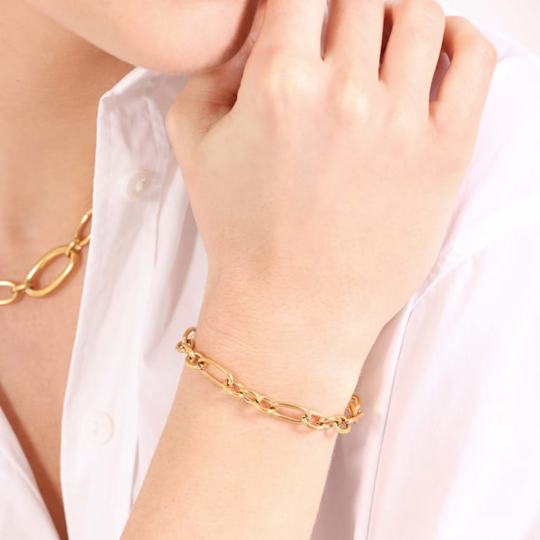 Stalen goldplated fantasiearmband voor dames