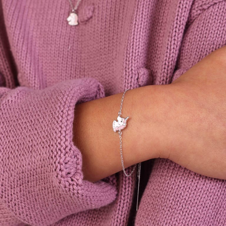 Kinderarmband, 925 Silber, Einhorn, Emaille