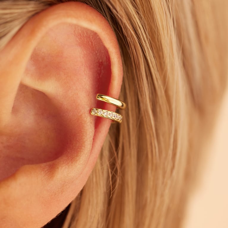 Zilveren goldplated earcuff met zirkonia voor dames