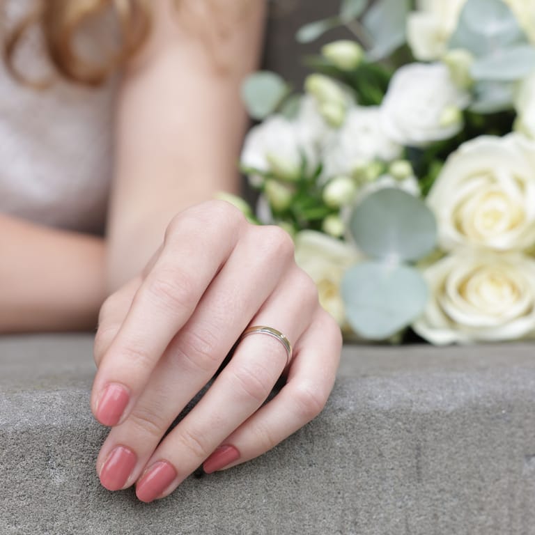 Bicolor-Trauring für Damen, 585 Gold, 3 mm, Evy TW 307
