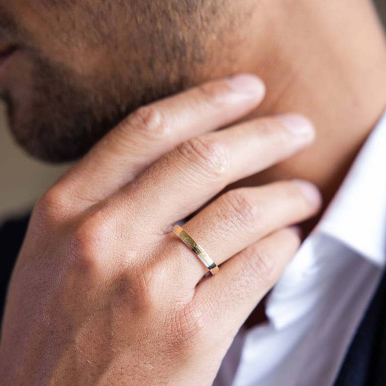 Bicolor-Trauring für Herren, 585 Gold, 3 mm, Evy TW 307