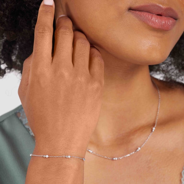 Zilveren set ketting en armband zoetwaterparel